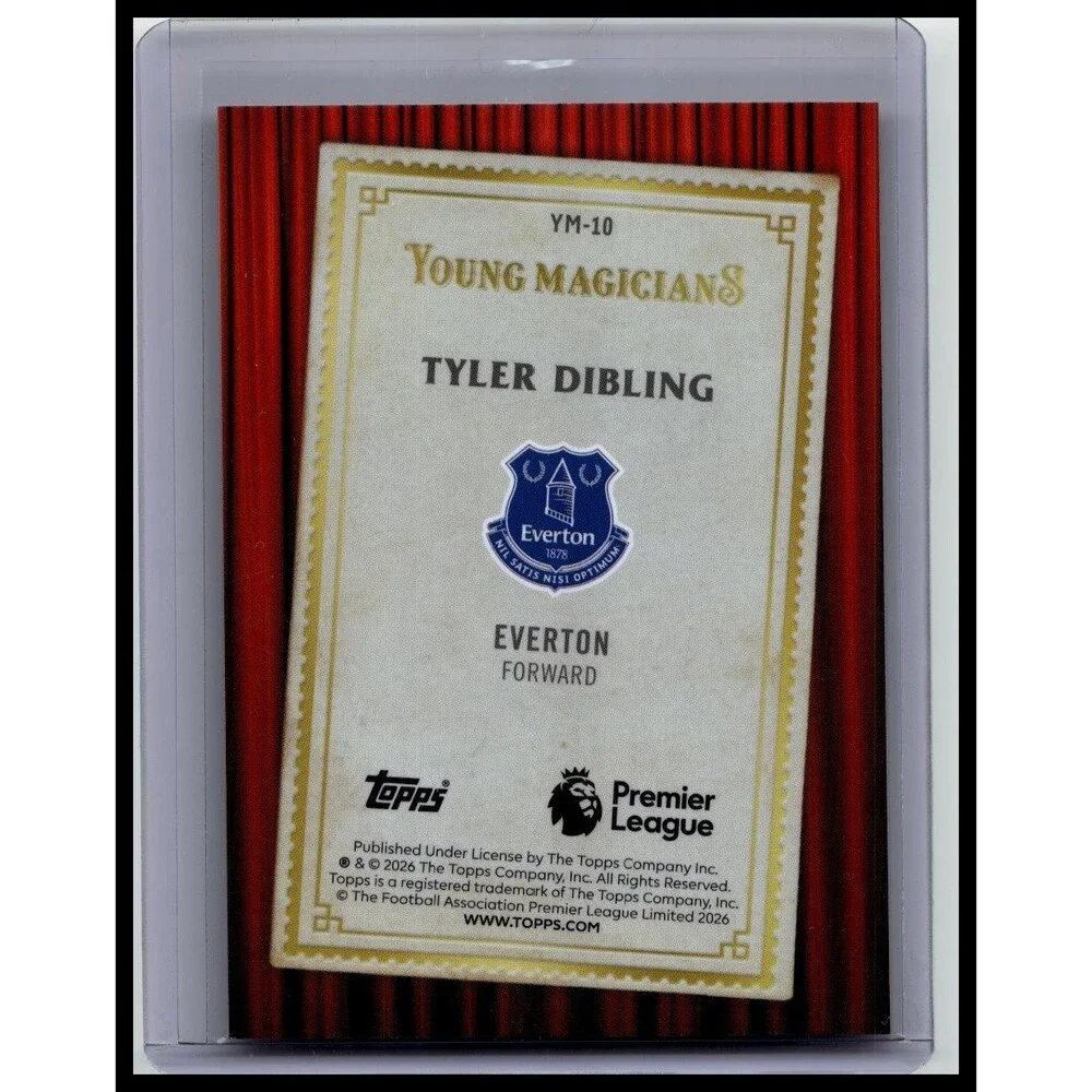 2026 Merlin EPL Tyler Dibling #YM-10 Everton Young Magicians Gold Refractor #/50